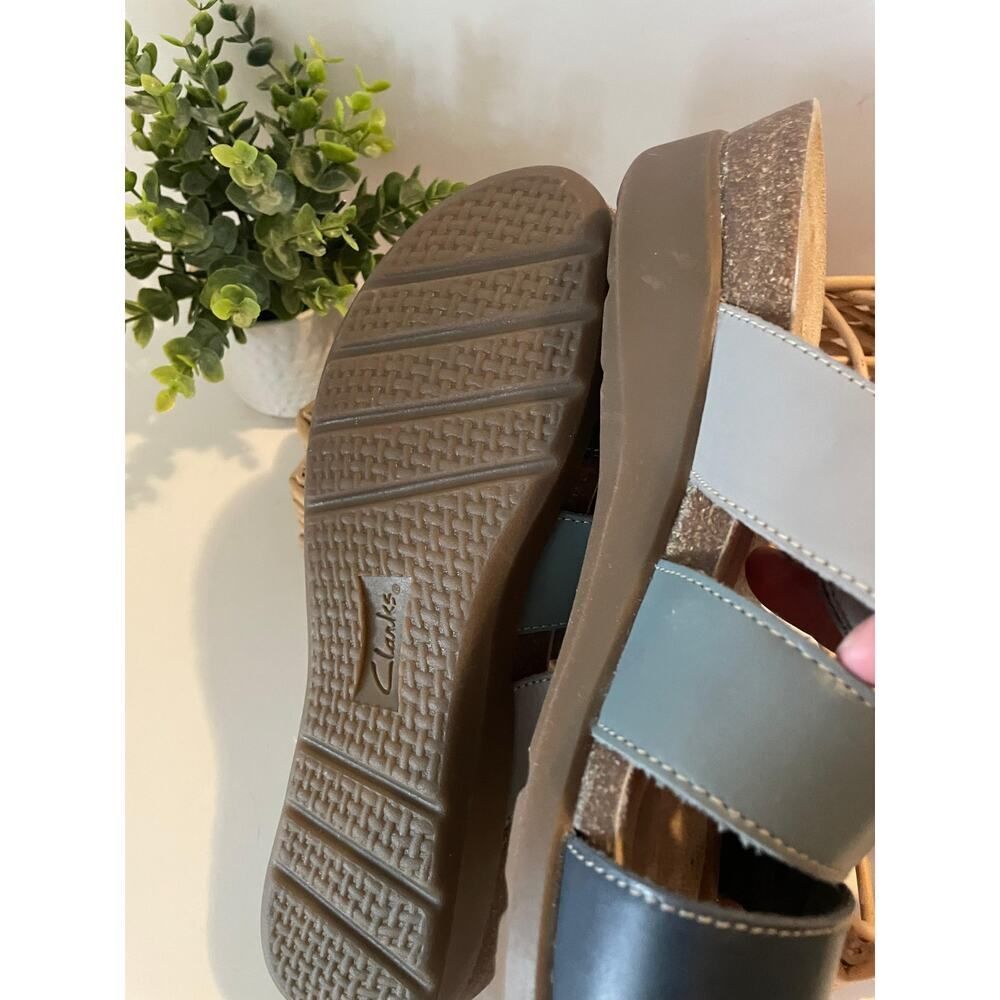Clarks Collection Size 12 Blue Multi Strap Comfort Slide Sandals - Picture 7 of 9